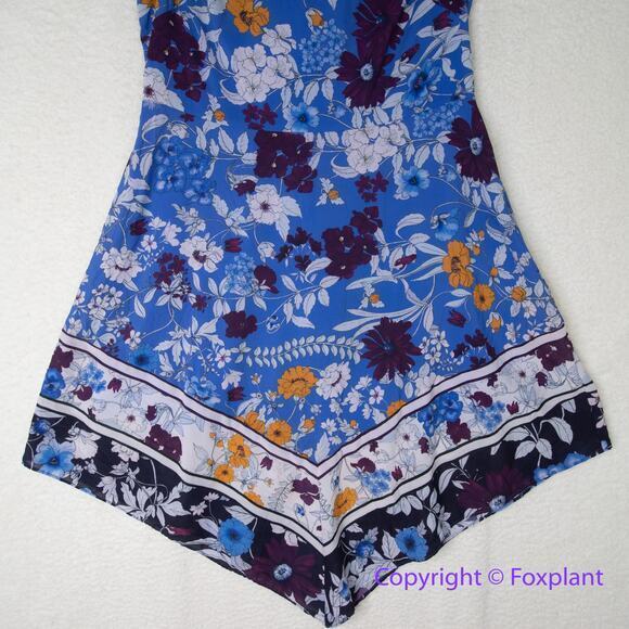 Adrianna Papell Women's Botanical Border Fit and Flare dress blue, plus size 16 - Picture 5 of 16